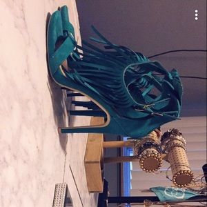 Teal fun fringed Heels